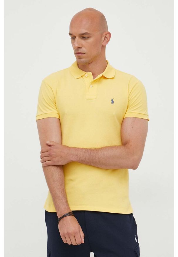 Polo Ralph Lauren polo bawełniane kolor żółty gładki. Typ kołnierza: polo. Kolor: żółty. Materiał: bawełna. Długość: krótkie. Wzór: gładki