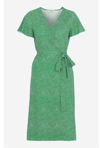 Cellbes - Wzorzysta, kopertowa sukienka z dżerseju. Kolor: zielony. Materiał: jersey. Długość rękawa: krótki rękaw. Typ sukienki: kopertowe