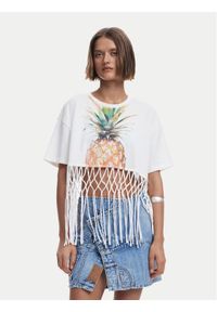 Desigual T-Shirt 25SWTKAN Écru Regular Fit. Materiał: bawełna