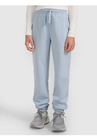 4f - 4F Spodnie dresowe joggery dziewczęce - niebieskie 128 (7-8 lat). Okazja: na uczelnię, na co dzień, na spacer. Kolor: niebieski. Materiał: dresówka. Sezon: lato. Styl: casual #2