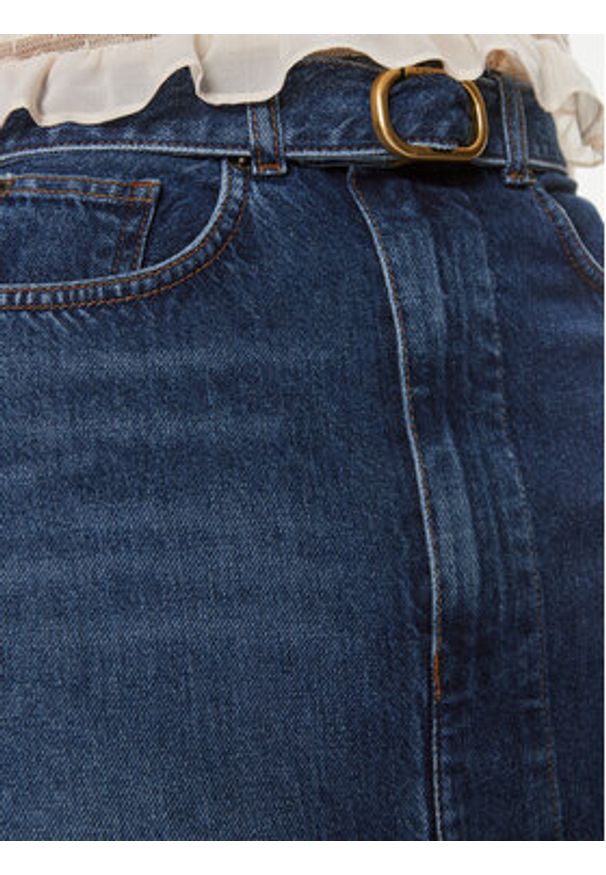 TwinSet - TWINSET Spódnica jeansowa 241TP2661 Granatowy Regular Fit. Kolor: niebieski. Materiał: jeans, bawełna