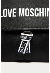 Love Moschino - Torebka skórzana. Kolor: czarny. Materiał: skóra. Wzór: nadruk #3