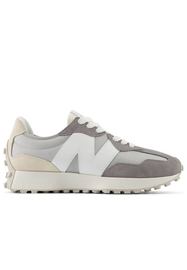 Buty New Balance U327FF - szare. Okazja: na co dzień. Zapięcie: sznurówki. Kolor: szary. Materiał: guma, zamsz, materiał, skóra, prążkowany. Szerokość cholewki: normalna