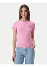 Tommy Jeans T-Shirt Ess Logo DW0DW23479 Różowy jasny Slim Fit. Kolor: różowy #1