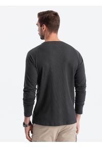 Ombre Clothing - Longsleeve męski o strukturze "wafla" - grafitowy V5 - Rozmiar: M. Okazja: na co dzień. Kolor: szary. Materiał: bawełna. Długość rękawa: długi rękaw. Styl: klasyczny, sportowy, casual #4