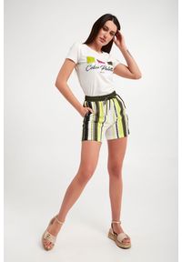 Liu Jo Sport - T-shirt LIU JO SPORT. Materiał: tkanina, bawełna. Długość rękawa: krótki rękaw. Długość: krótkie. Wzór: nadruk, kolorowy, aplikacja. Styl: sportowy