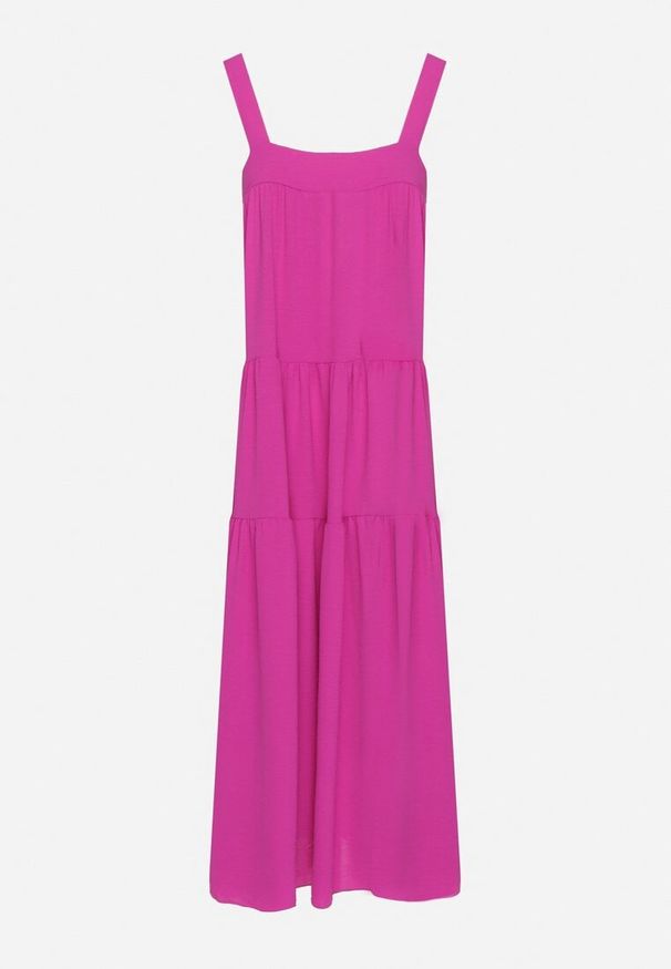 Born2be - Fioletowa Sukienka o Rozkloszowanym Kroju z Wiązaniem z Tyłu Savinelle. Okazja: na imprezę, na co dzień. Kolor: fioletowy. Styl: casual, elegancki