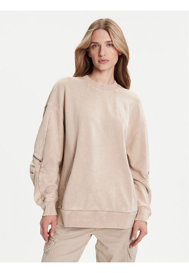 G-Star RAW - G-Star Raw Bluza Washed 3D D27738-D969 Beżowy Oversize. Kolor: beżowy. Materiał: bawełna