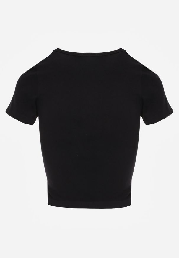 Renee - Czarny Krótki T-shirt Basic z Okrągłym Dekoltem Gresalor. Okazja: na co dzień. Kolor: czarny. Materiał: zamsz, jeans. Długość: krótkie. Styl: casual, klasyczny
