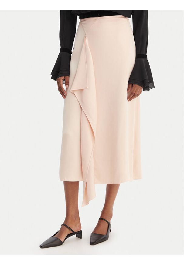 BOSS Spódnica midi Vemuth 50552076 Różowy Regular Fit. Kolor: różowy. Materiał: wiskoza