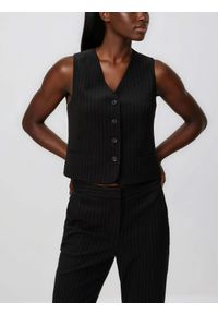 Reserved - Garniturowa kamizelka z wiskozą - czarny. Kolor: czarny. Materiał: wiskoza