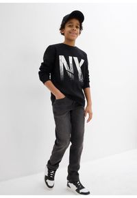 bonprix - Bluza z miękkiego materiału z bawełną. Kolor: czarny. Materiał: bawełna, materiał. Wzór: nadruk #2