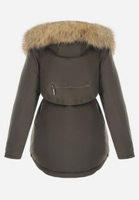 Born2be - Ciemnozielona Kurtka Parka z Odpinanym Kapturem i Futerkiem Noizie. Okazja: na co dzień. Kolor: zielony. Materiał: futro. Styl: casual, elegancki #4