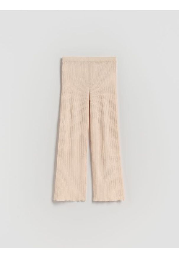 Reserved - Dzianinowe spodnie z wiskozą - pastelowy róż. Kolor: różowy. Materiał: dzianina, wiskoza