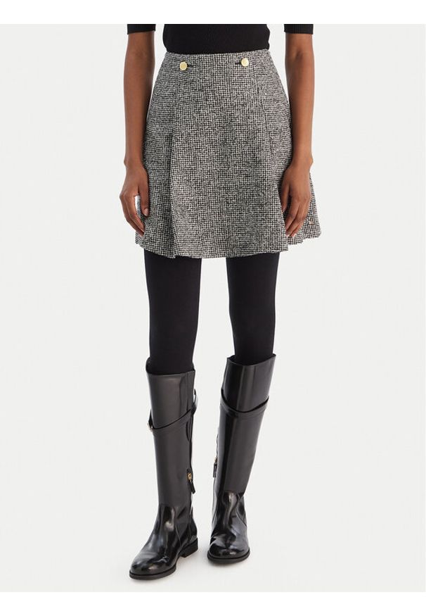 TOMMY HILFIGER - Tommy Hilfiger Spódnica mini WW0WW48787 Szary Regular Fit. Kolor: szary. Materiał: wełna