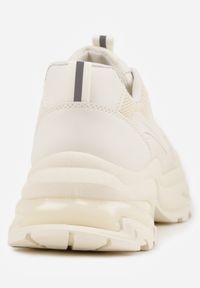 Born2be - Beżowe Sznurowane Sneakersy na Grubej Podeszwie z Przeszyciami Vleni. Okazja: na co dzień. Kolor: beżowy. Materiał: jeans #2