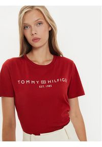 TOMMY HILFIGER - Tommy Hilfiger T-Shirt Logo WW0WW40276 Czerwony Regular Fit. Kolor: czerwony. Materiał: bawełna #5