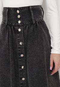 Born2be - Czarna Spódnica Jeansowa Maxi z Bawełny Nicollta. Kolor: czarny. Materiał: jeans, bawełna #6