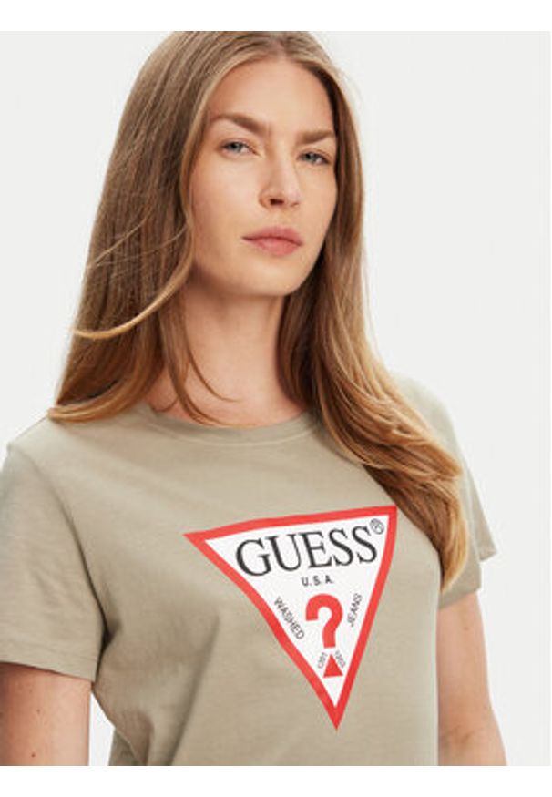 Guess T-Shirt W1YI1B I3Z14 Zielony Regular Fit. Kolor: zielony. Materiał: bawełna
