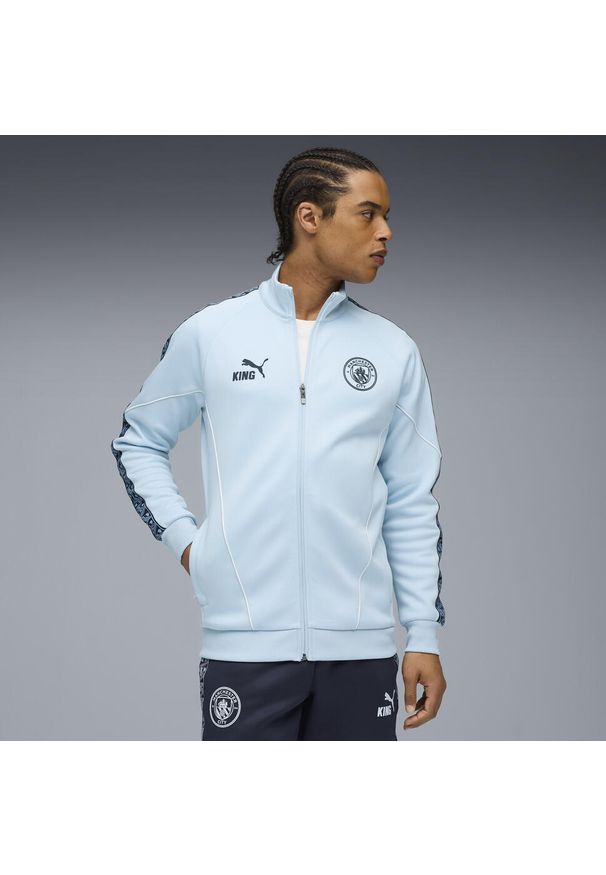 Puma - Męska kurtka Manchester City KING Anthem PUMA Silver Sky Deep Navy Blue. Kolor: niebieski. Sport: bieganie