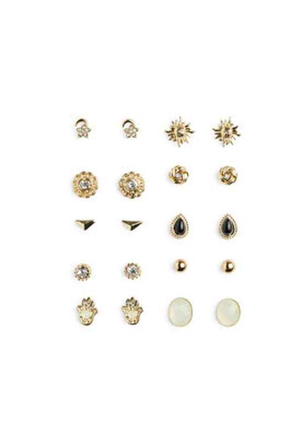 Pieces Zestaw 20 par kolczyków Pclona Mega Pack Earrings D2d 17153167 Złoty. Materiał: metalowe. Kolor: złoty