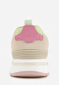 Renee - Beżowe Sneakersy z Siateczką i Modnymi Wstawkami Corona. Okazja: na co dzień. Kolor: beżowy. Materiał: jeans #9