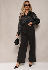 Renee - Czarna Koszula o Fasonie Oversize z Metaliczną Nicią Venatti. Kolor: czarny #4
