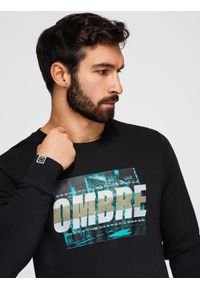 Ombre Clothing - Męska bluza z nadrukiem zakładana przez głowę - czarna V3 - Rozmiar: M. Kolor: czarny. Materiał: poliester, bawełna. Wzór: nadruk #1