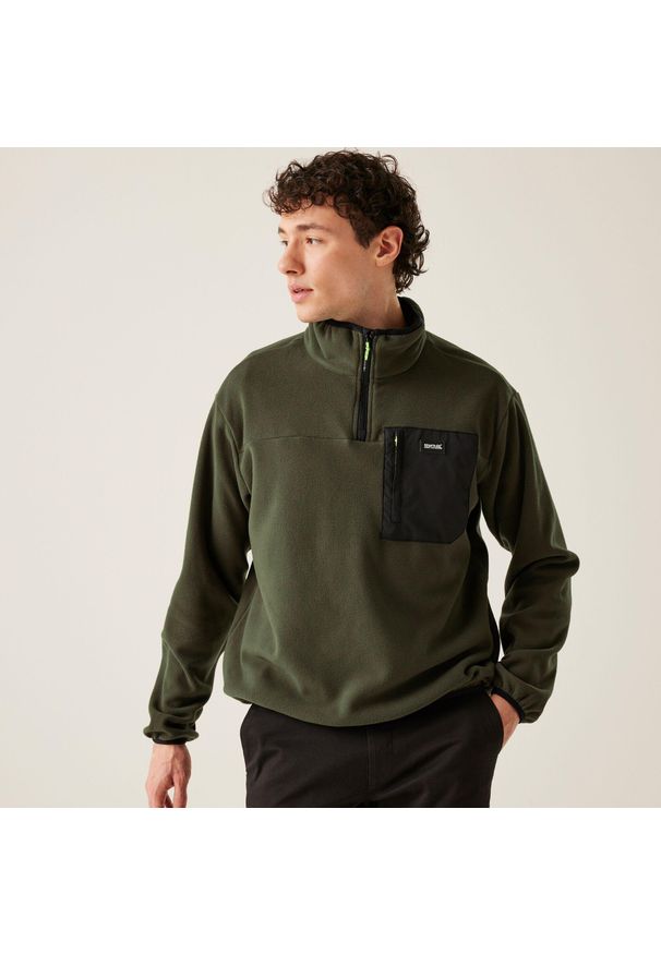 Regatta - Polar turystyczny męski Frankie Half Zip. Kolor: zielony. Materiał: polar. Sport: turystyka piesza