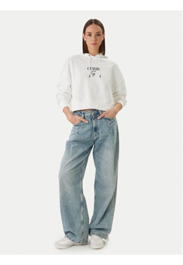 Guess Jeans Bluza W6RQ00 K68I4 Biały Relaxed Fit. Kolor: biały. Materiał: bawełna
