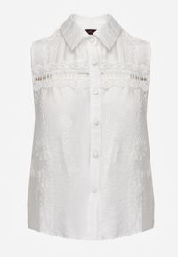 Renee - Biała Boho Koszula z Wiskozy Bez Rękawów Zdobiona Haftem Melirianne. Kolor: biały. Materiał: wiskoza. Długość rękawa: bez rękawów. Wzór: haft, aplikacja. Sezon: lato. Styl: boho #4