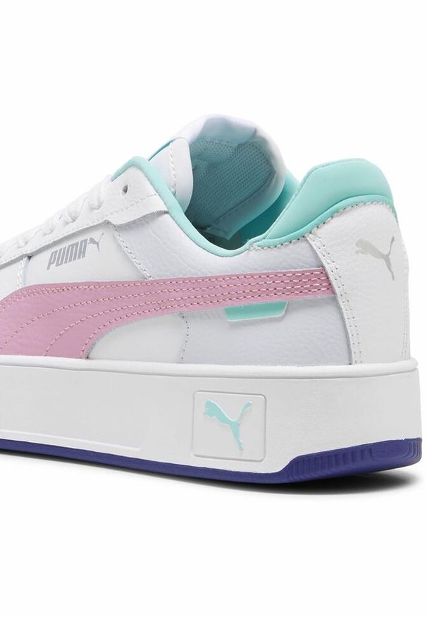 Puma - Młodzieżowe sneakersy Carina Street PUMA White Mauved Out Mint Pink Green. Kolor: biały, zielony, różowy, wielokolorowy. Materiał: skóra, tkanina