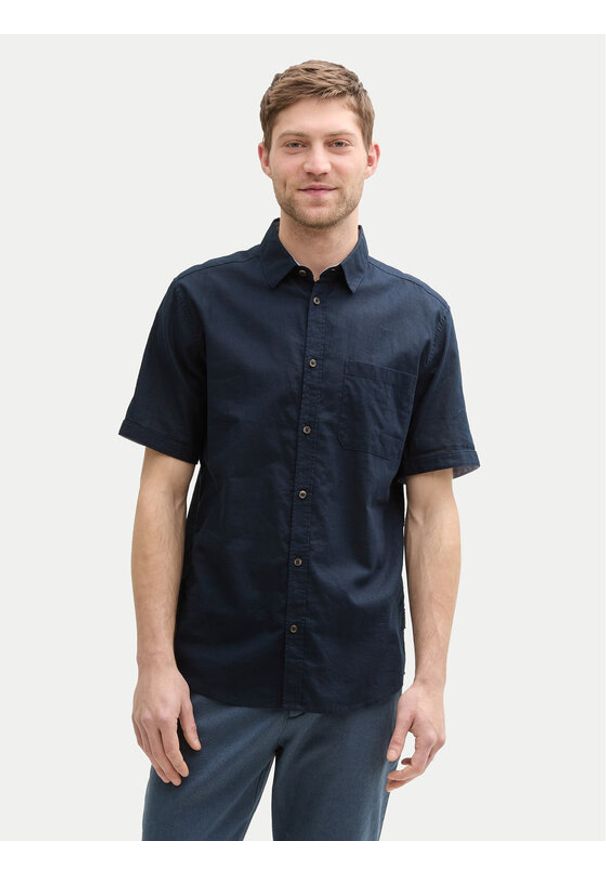 Tom Tailor Koszula 1045098 Granatowy Regular Fit. Kolor: niebieski. Materiał: bawełna