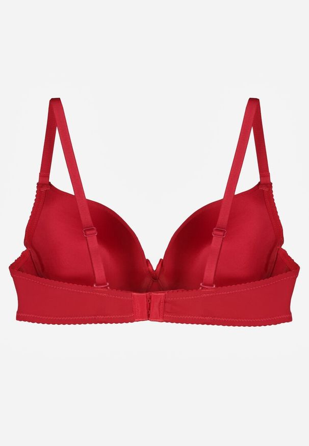 Renee - Bordowy Gładki Biustonosz o Klasycznym Fasonie Arriethia. Kolor: czerwony. Wzór: gładki