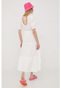 JDY sukienka bawełniana kolor biały maxi rozkloszowana. Kolor: biały. Materiał: bawełna. Długość rękawa: krótki rękaw. Typ sukienki: rozkloszowane. Długość: maxi #3