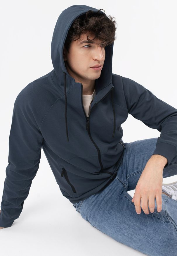 Volcano - Bluza z kapturem B-MENTIS. Typ kołnierza: kaptur. Kolekcja: plus size. Materiał: bawełna, materiał, dresówka. Długość rękawa: raglanowy rękaw. Wzór: gładki. Styl: klasyczny, sportowy