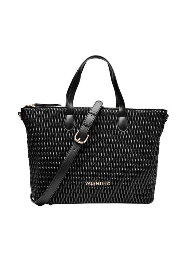 Valentino by Mario Valentino - VALENTINO Czarna shopperka damska Frequency Re Shopping. Kolor: czarny. Materiał: skórzane