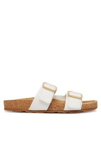 TOMMY HILFIGER - Tommy Hilfiger Klapki Double Strap Cork Sandals FW0FW09118 Biały. Kolor: biały. Materiał: skóra #1