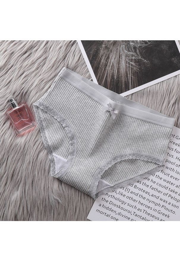 Intica - Majtki prążkowane o średnim stanie z miękkiego materiału Norina. Kolor: szary. Materiał: materiał, prążkowany. Wzór: prążki