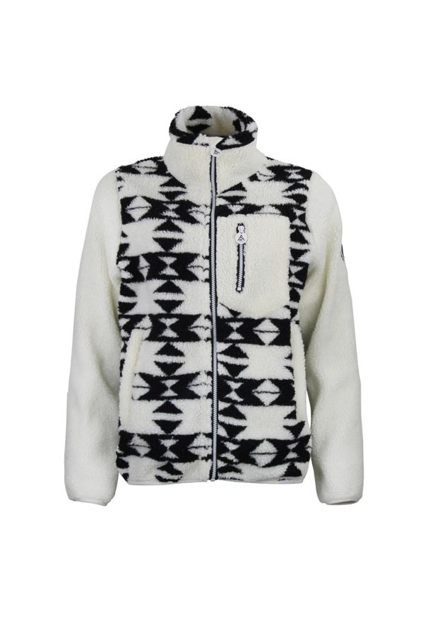 PEAK MOUNTAIN - Polar zippowany z kieszenią na piersi dla kobiet Peak Mountain Sherpa 350G. Kolor: beżowy, biały, wielokolorowy. Materiał: polar