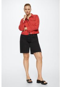 mango - Mango kurtka jeansowa Vicky damska kolor czerwony przejściowa. Okazja: na co dzień. Kolor: czerwony. Materiał: jeans. Styl: casual #5