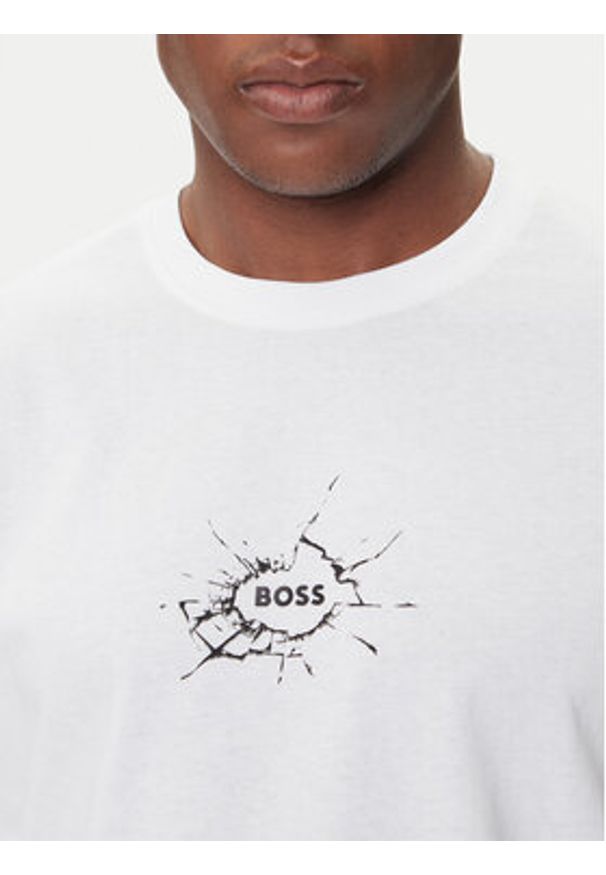 BOSS T-Shirt Te_Voyage 50546370 Biały Relaxed Fit. Kolor: biały. Materiał: bawełna