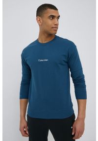 Calvin Klein Underwear bluza męska kolor turkusowy gładka. Kolor: turkusowy. Materiał: dzianina, poliester. Wzór: gładki