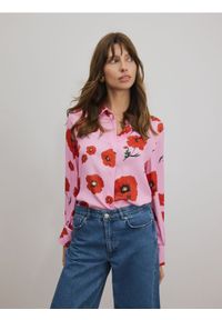 Reserved - Wiskozowa koszula w kwiaty - różowy. Kolor: różowy. Materiał: wiskoza. Wzór: kwiaty #1