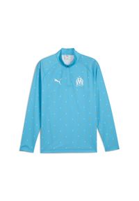 Puma - Męska bluza przedmeczowa z zamkiem 1/4 Olympique Marsylia PUMA. Kolor: niebieski. Sport: piłka nożna