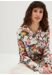 bonprix - Długa bluzka z lejącej wiskozy. Kolor: zielony. Materiał: wiskoza. Długość: długie. Wzór: nadruk, aplikacja, kwiaty. Sezon: lato #3