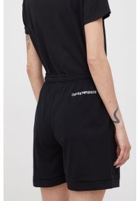 Emporio Armani Underwear szorty bawełniane damskie kolor czarny z nadrukiem high waist. Okazja: na co dzień. Stan: podwyższony. Kolor: czarny. Materiał: bawełna. Wzór: nadruk. Styl: casual