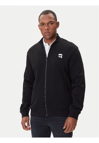 Karl Lagerfeld - KARL LAGERFELD Bluza 705712 500900 Czarny Regular Fit. Typ kołnierza: dekolt w karo. Kolor: czarny. Materiał: bawełna #1