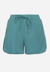 Born2be - Ciemnozielone Szorty z Gumką w Pasie i Ozdobnym Sznurkiem Milarisa. Okazja: na co dzień. Kolor: zielony. Styl: klasyczny, elegancki, casual