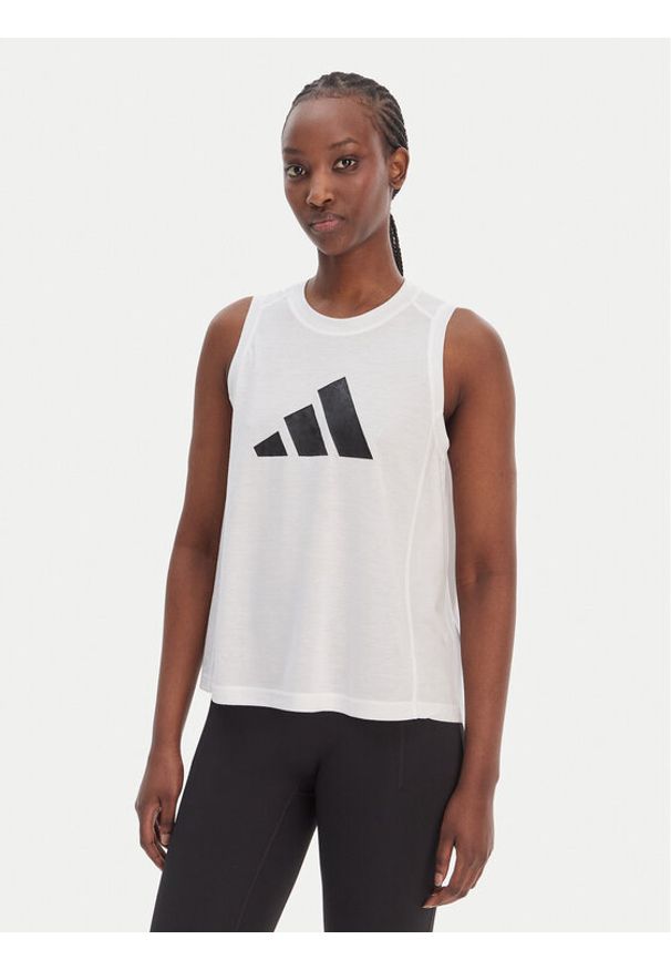 Adidas - adidas Koszulka techniczna Train Essentials Big Logo IT0540 Biały Regular Fit. Kolor: biały. Materiał: syntetyk